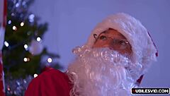 as santa arrives the horny milf is already dripping wet and ready for sex