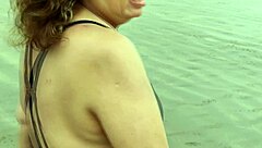 stepmom flashes huge tits poolside we masturbate till cum fills her hairy pussy