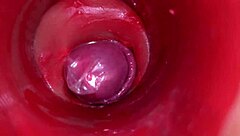 Camera deep inside oiled pussy for massive creampie asmr