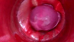 Camera deep inside oiled pussy for massive creampie asmr