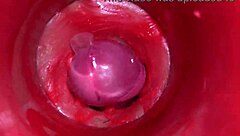 Camera deep inside oiled pussy for massive creampie asmr