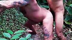 bareback daddy pounds grandpa's tight ass deep in the woods