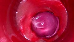 Camera deep inside oiled pussy for massive creampie asmr