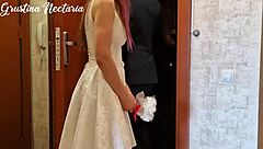 our first wedding night fuck, skinny bride doggystyle in stockings