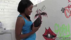 Hot Ebony Chick SUCKS Big Cock Glory Hole Frenzy!