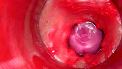 Camera deep inside oiled pussy for massive creampie asmr