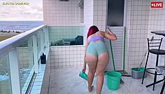 brazilian maid in tiny shorts tempts voyeur boss wildly