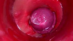 Camera deep inside oiled pussy for massive creampie asmr