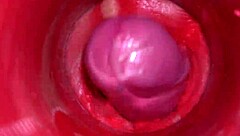Camera deep inside oiled pussy for massive creampie asmr