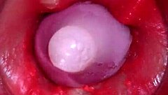 Camera deep inside oiled pussy for massive creampie asmr