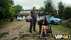 A cute european brunette babe with pierced nipples seduces hunk for intense outdoor fucking amid forest nature