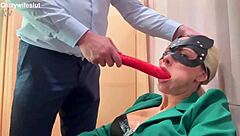 Dirty Secretary Steals Boss Panties Regrets in Rough Puking Facefuck