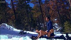 brunette milf eve lawrence rides cock on snow