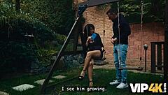 mature neighbor seduces shaved pussy fun stockings