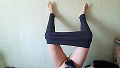 watch my yoga teacher drip wet fingering pussy in pose