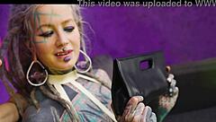 Hot Latex Lesbians Gape Asses with Huge Metal Toy in Heels