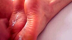 Teen feet drenched in hot cumshot