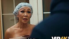 mature neighbor seduces shaved pussy fun stockings