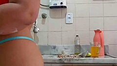 Thick Cock Penetrates Wet Pussy Dishwashing