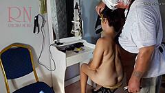 Nude barbershop camera catches hairdresser stripping curvy client
