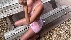 Italian Big Tits MILF Artemisia Love Solo Shaved Pussy Outdoor