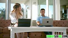 Wife Catches Husband Deepthroating Stepsister in Taboo Threesome Cheat!