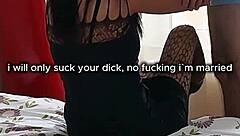 married brunette bride moans through homemade blowjob only