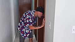 Old Man Eyes Skinny Redhead's Ass Worship