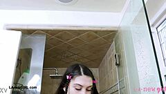 i couldn't resist watching that cute long-haired brunette shower