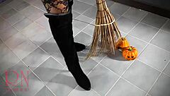 Halloween Witch Playboy Bunny Regina Noir Backstage Tease