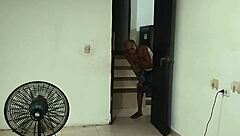 Chubby Colombian with huge ass tries VR glasses as pervy stepdad eats her hairy pussy and facials her