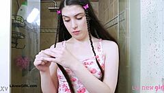 i couldn't resist watching that cute long-haired brunette shower
