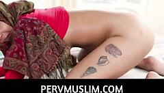 Stepsister in hijab learns cock sucking skills