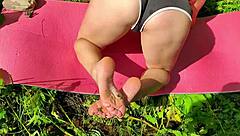 Stepmom Teases Perfect Body Naked Outdoor Walk