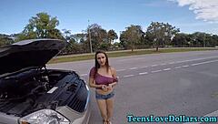 Amateur Teen Spunked for Cash Outdoors
