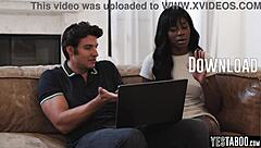 Sly roommate seduces ebony milf for rough interracial pounding