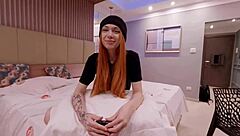 starting the delicate pink redhead as porn model with tura