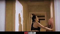 Voyeur spies bride riding big black cock wedding night