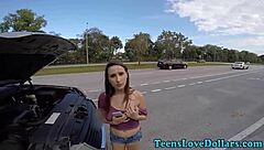 Amateur Teen Spunked for Cash Outdoors