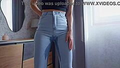 Desperate Girl Pees Jeans in Wet Ripped Panic