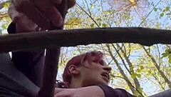 kinky redhead milf humiliated to forest bdsm orgasms