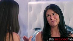 juicy brunette teen squirts in lesbian rimjob tease