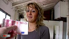 skinny FRENCH BLONDE MILF takes ANAL FUCK for cash in WAREHOUSE
