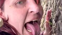 kinky redhead milf humiliated to forest bdsm orgasms