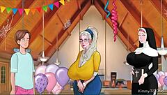 old widow gags on fat young cock at wedding