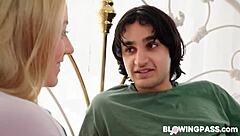 blonde teen slurps best friend's cock sloppy deepthroat style
