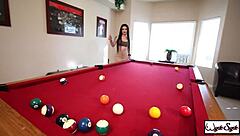 Kris Riot And Harmonie Marquis Play Pool Game Turning To Wet Lesbian Cunnilingus