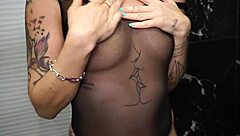 brunette pays with pussy after dropping bathroom soap