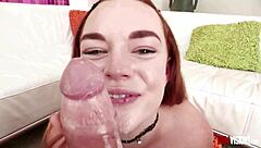 samantha reigns naughty redhead queen rims balls deepthroats huge cock then anal rides to cum