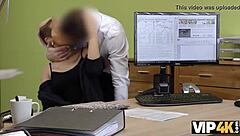Vip4k agent calls Lussy Sweet for meeting but she seduces him into office casting fuck for cash.